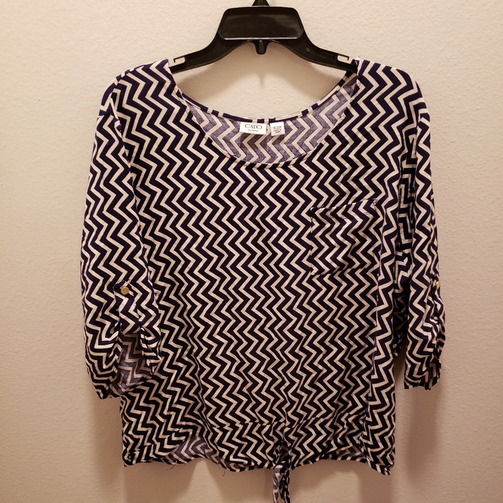 CHEVRON BLOUSE | NAVY